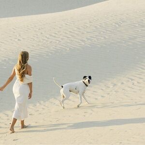 ASOS cream asymmetrical top midi dress